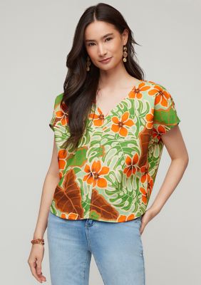 Women's Printed Dolman Sleeve Top