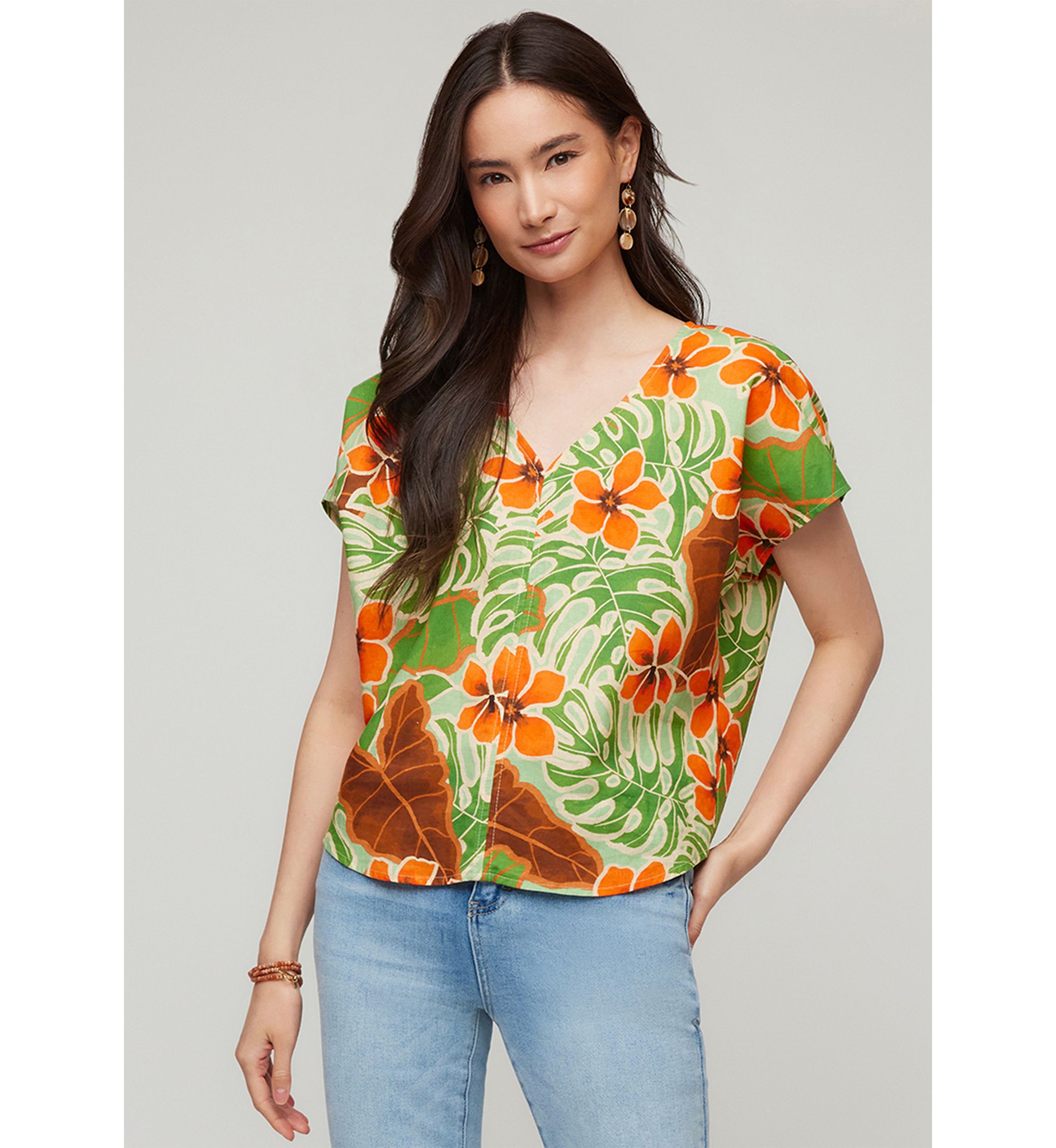 Womens Printed Dolman Sleeve Top