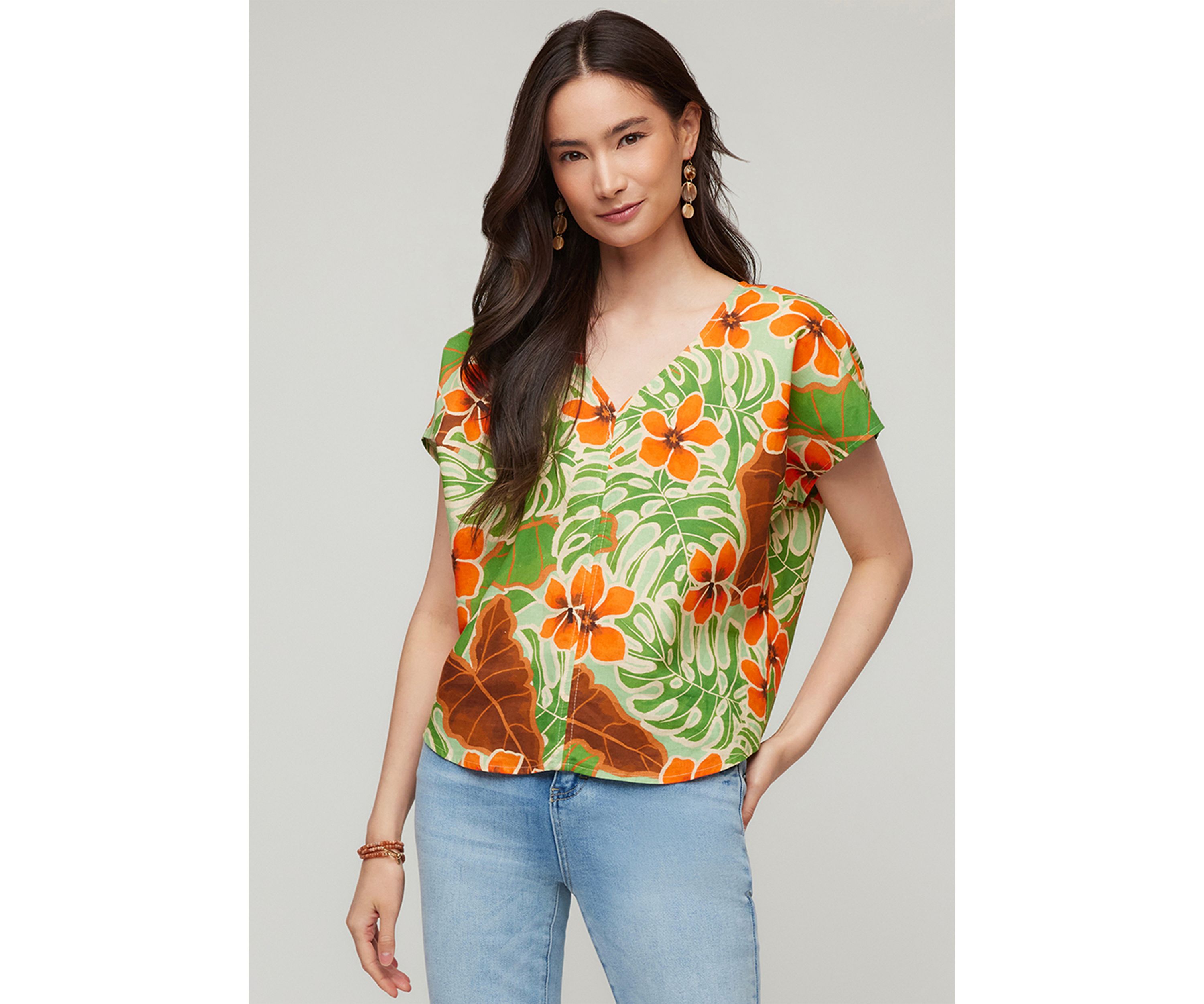 Womens Printed Dolman Sleeve Top