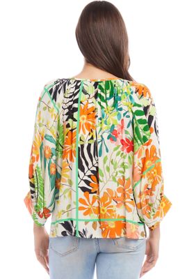 Women's Printed Blouson Sleeve Top