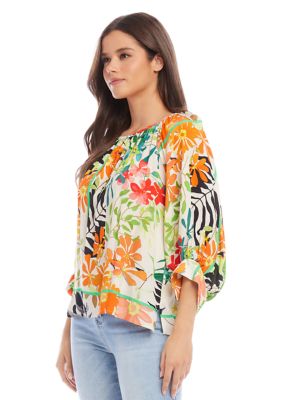 Women's Printed Blouson Sleeve Top