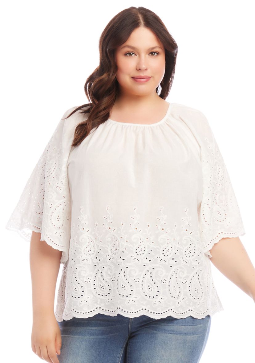 Plus Size Embroidered Peasant Top