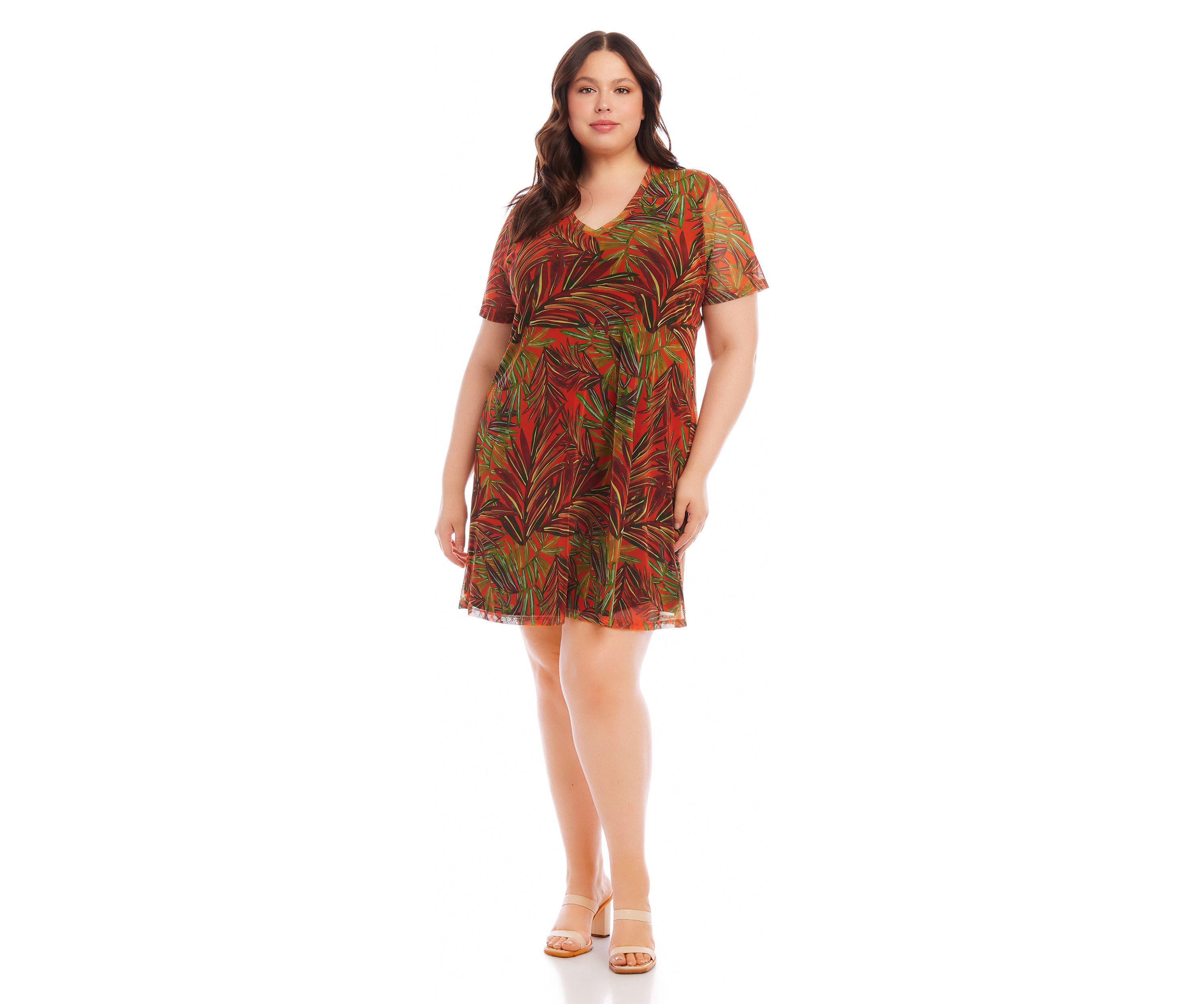 Plus Size Short Sleeve A-Line Dress