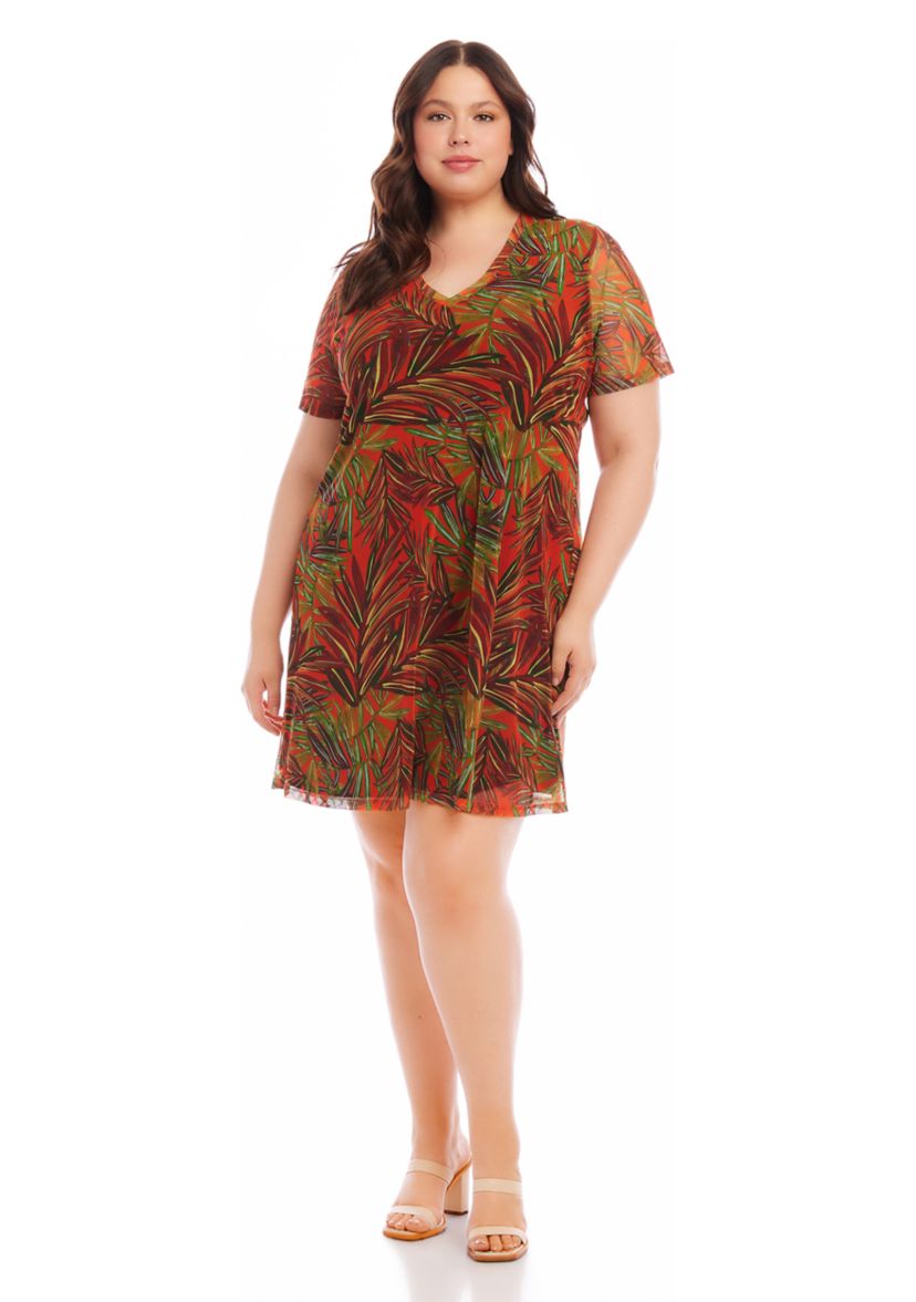 Plus Size Short Sleeve A-Line Dress