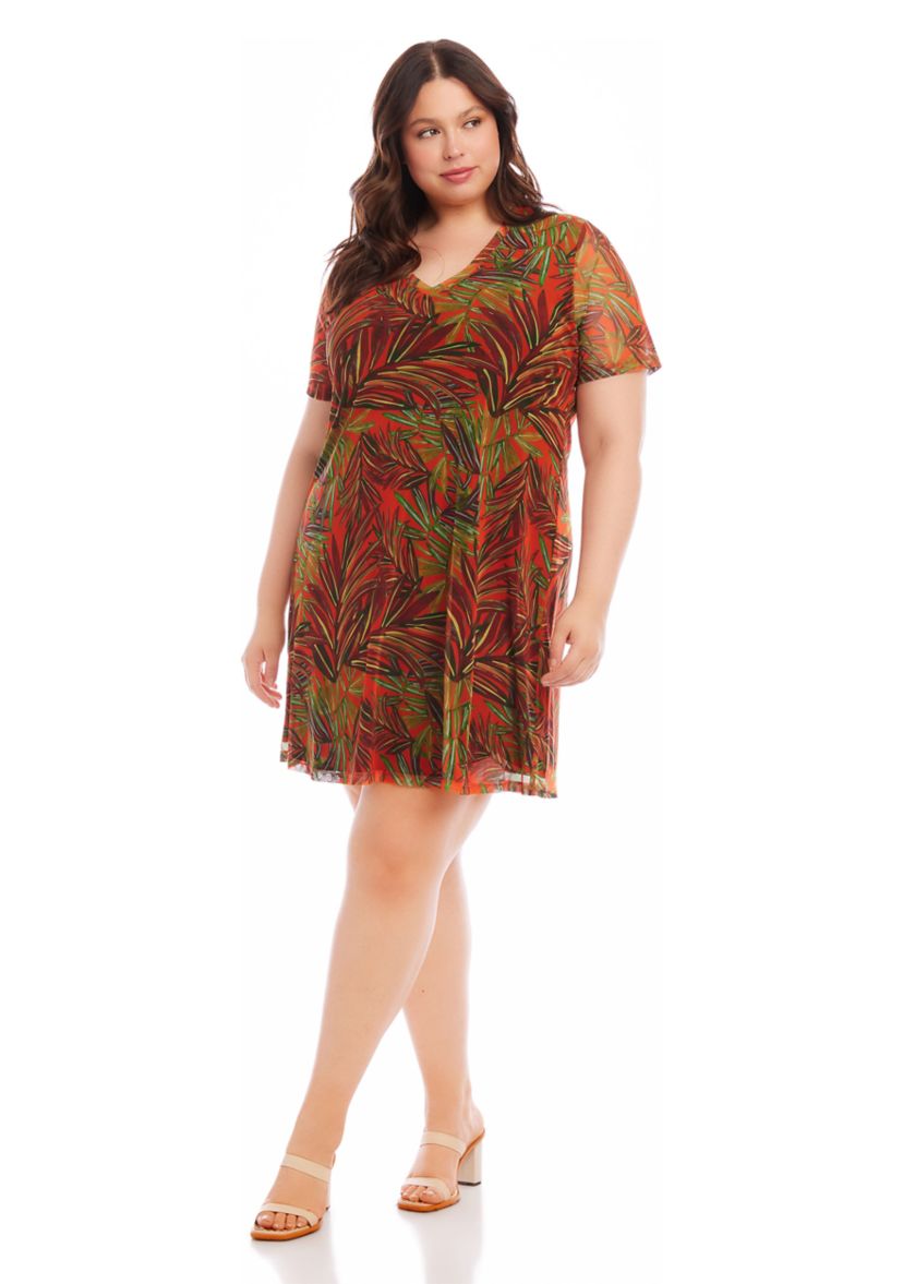 Plus Size Short Sleeve A-Line Dress