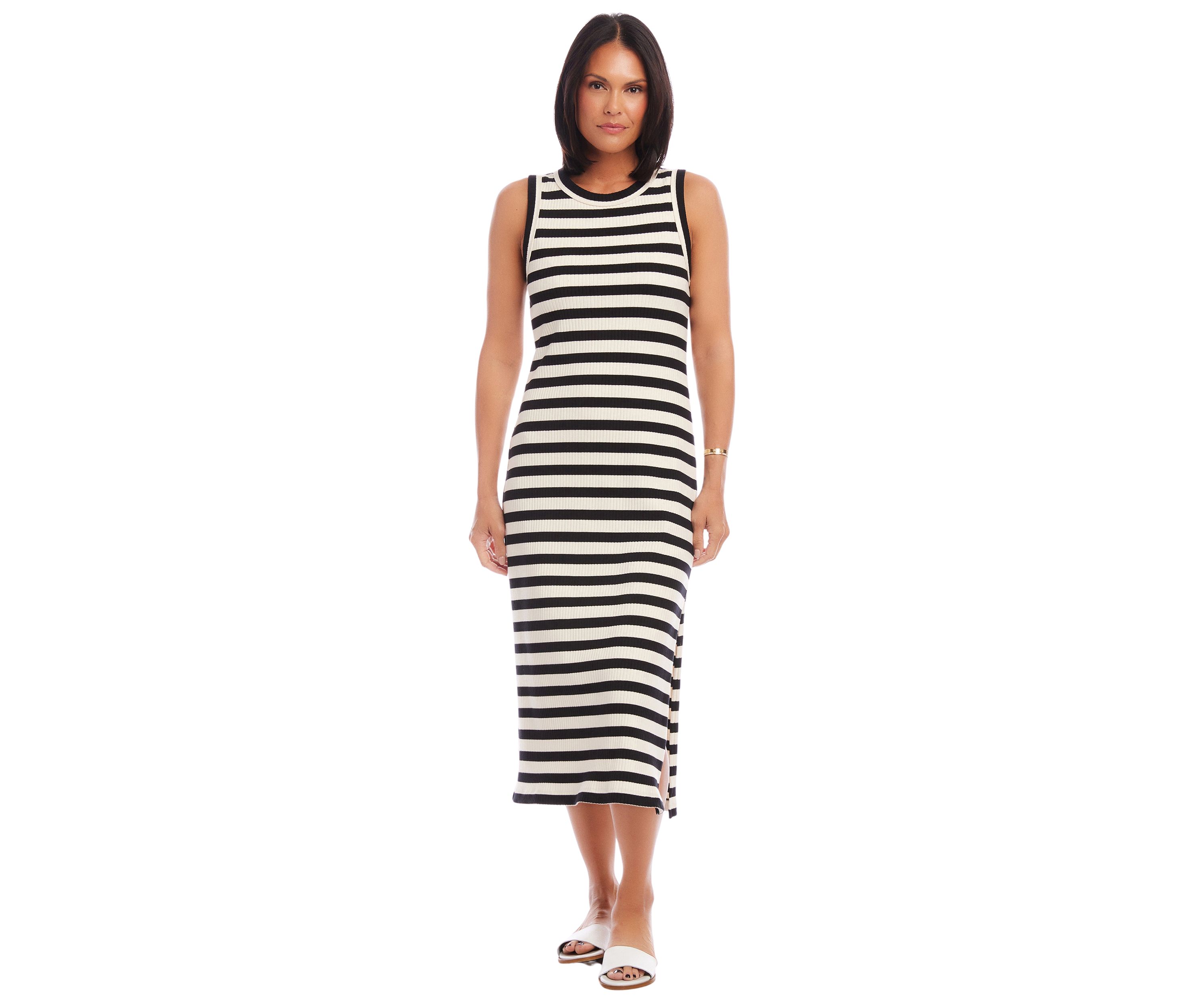 Womens Stripe Midi Column Dress