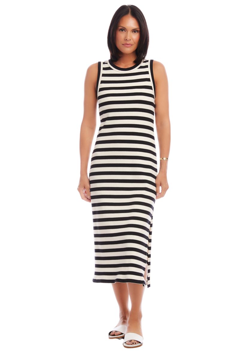 Womens Stripe Midi Column Dress