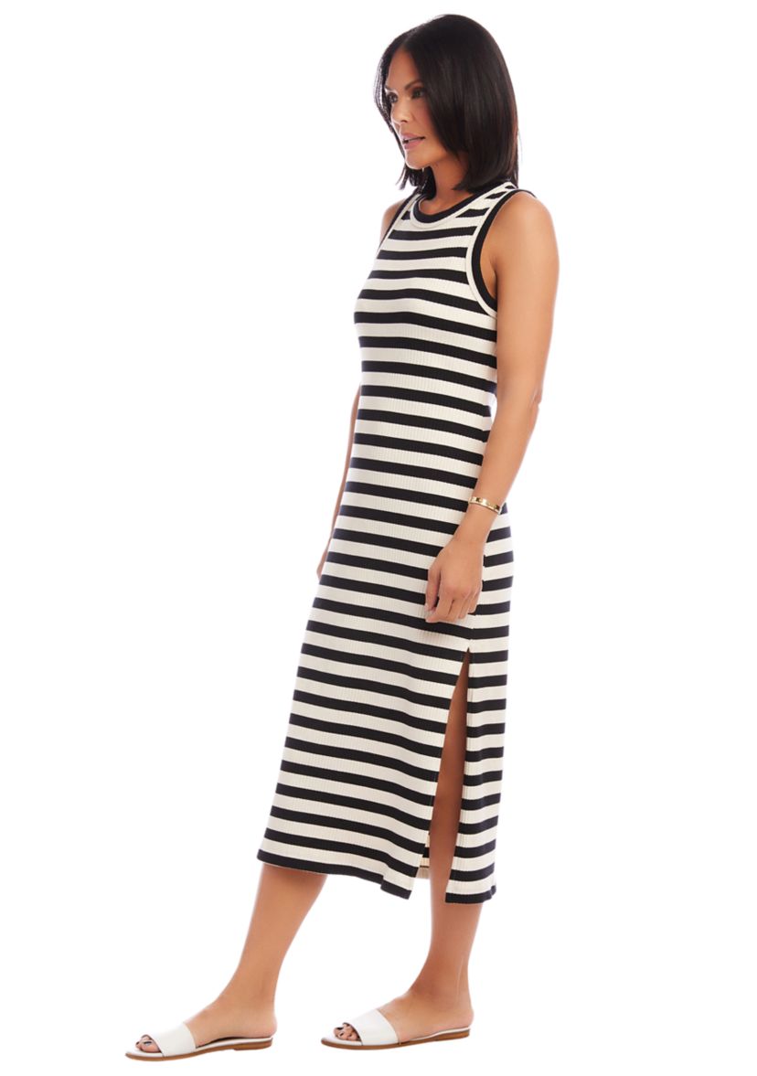 Womens Stripe Midi Column Dress