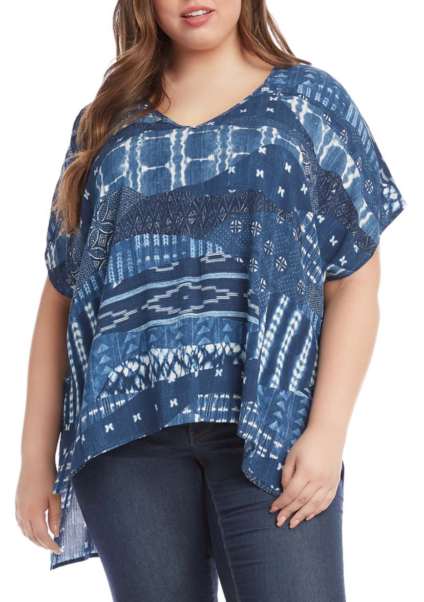 Plus Size High Low Short Sleeve Tunic 