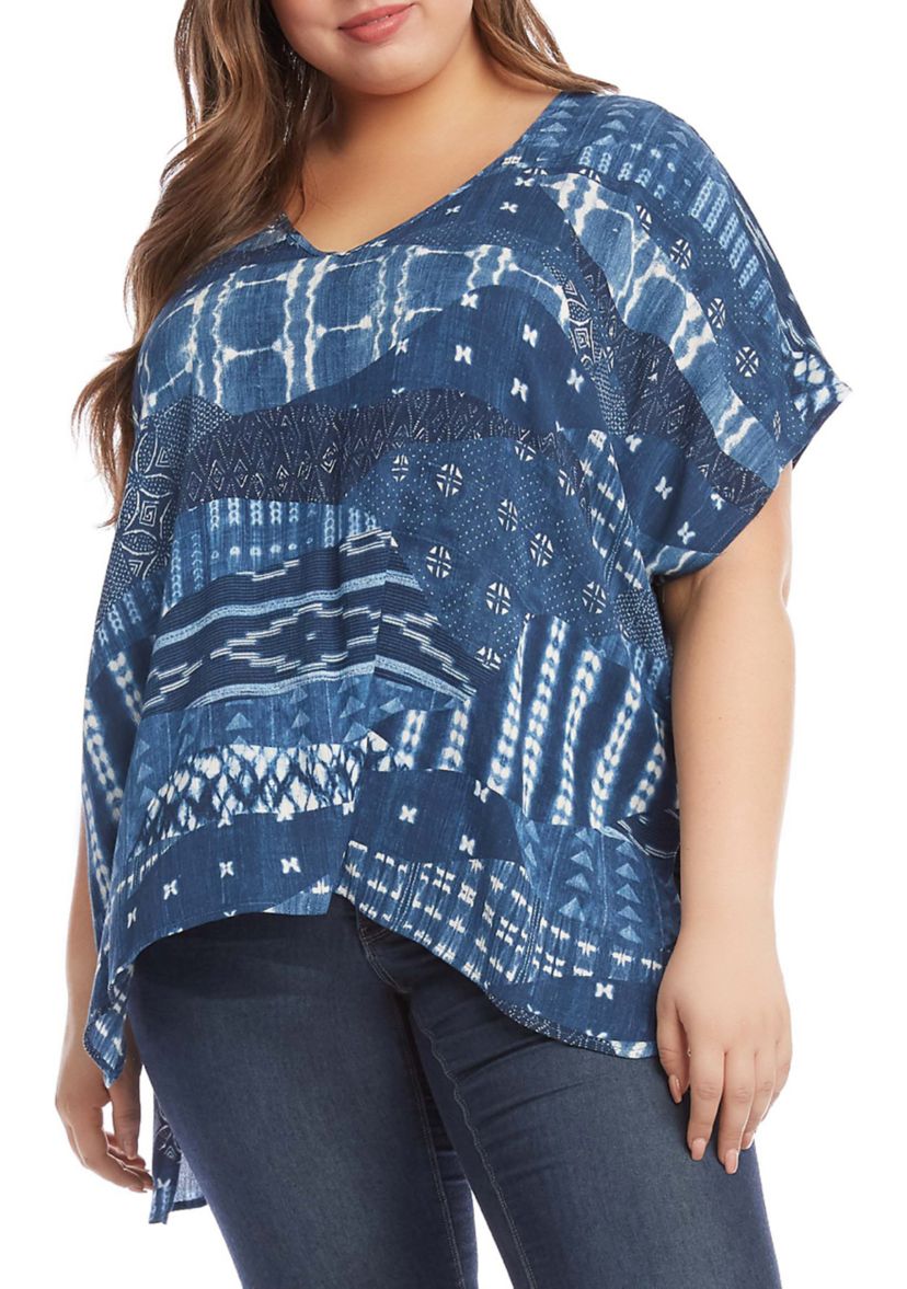 Plus Size High Low Short Sleeve Tunic 