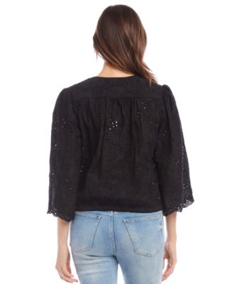 Embroidered Tie Waist Top