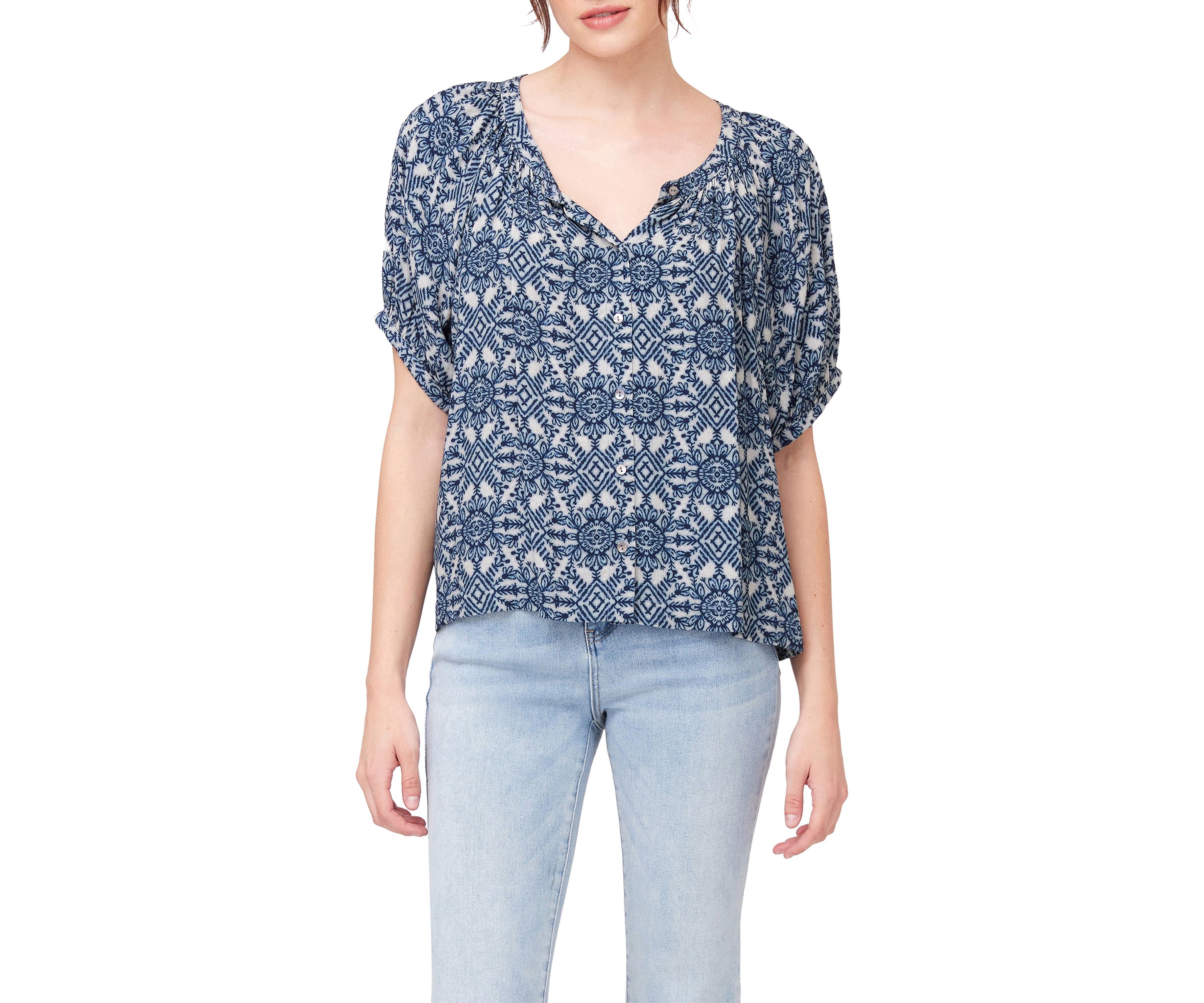 Womens Short Sleeve Peasant Top