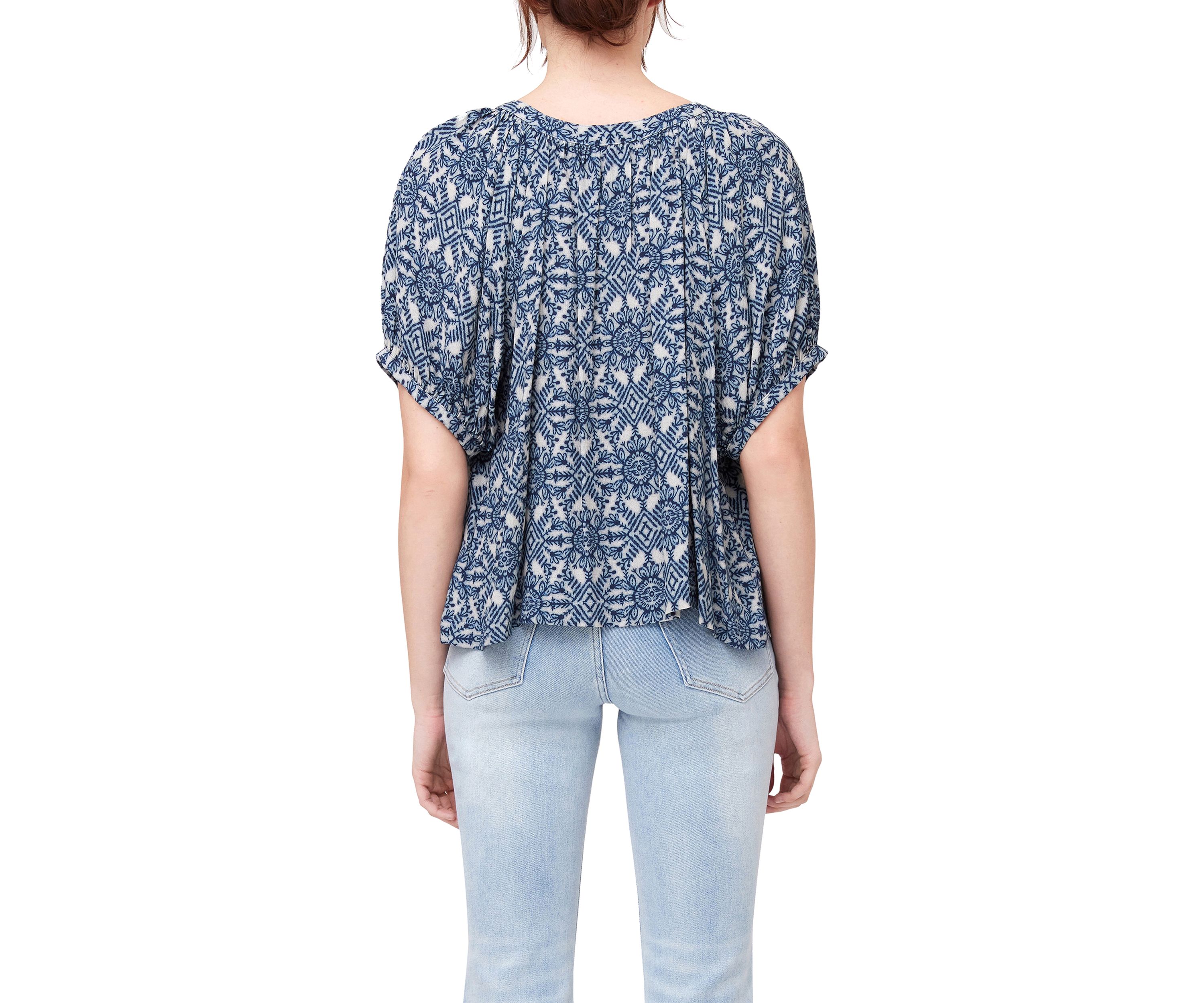 Womens Short Sleeve Peasant Top