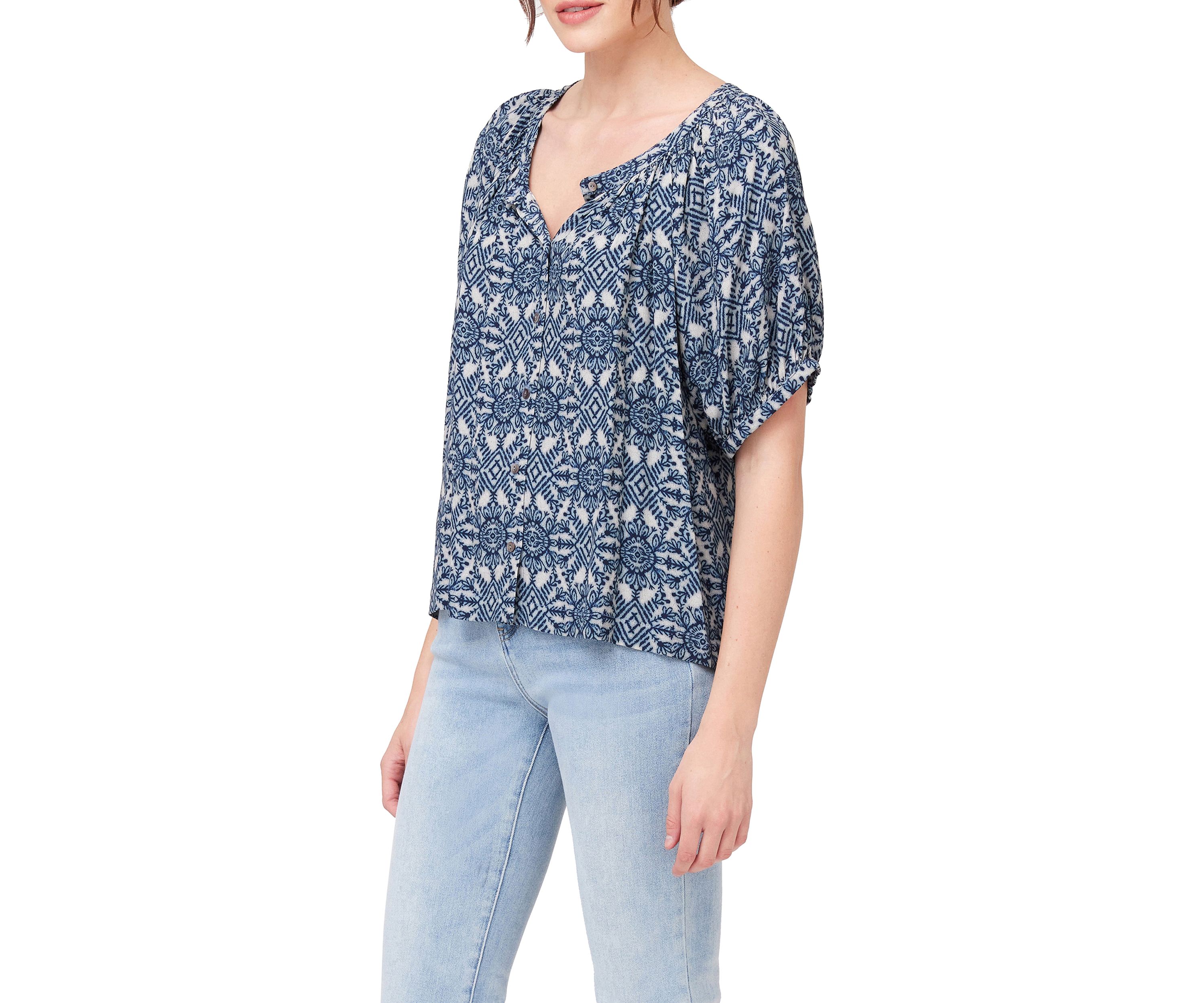 Womens Short Sleeve Peasant Top