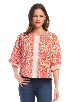Women's Puff Sleeve Button Front Top