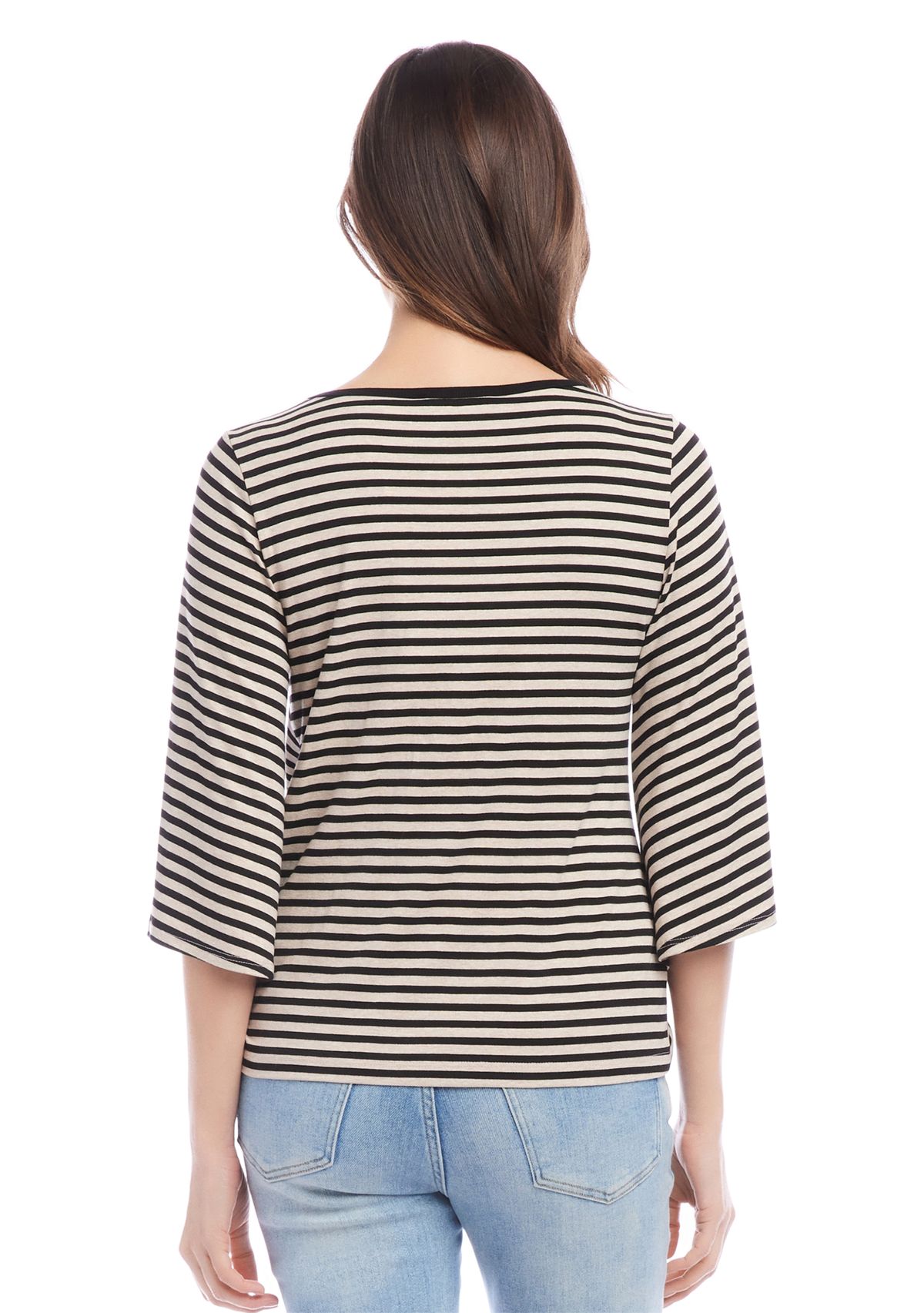 Womens Flare Sleeve Printed Pick Up Hem Top