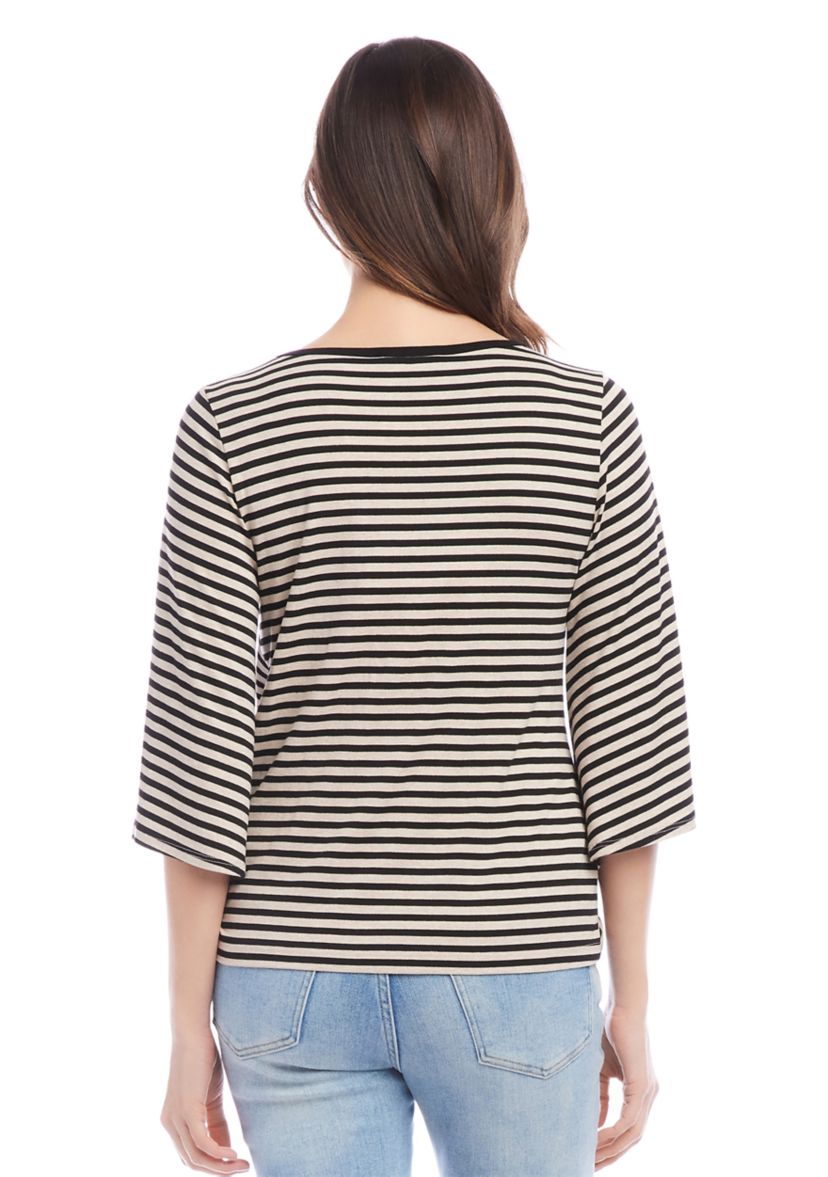 Womens Flare Sleeve Printed Pick Up Hem Top