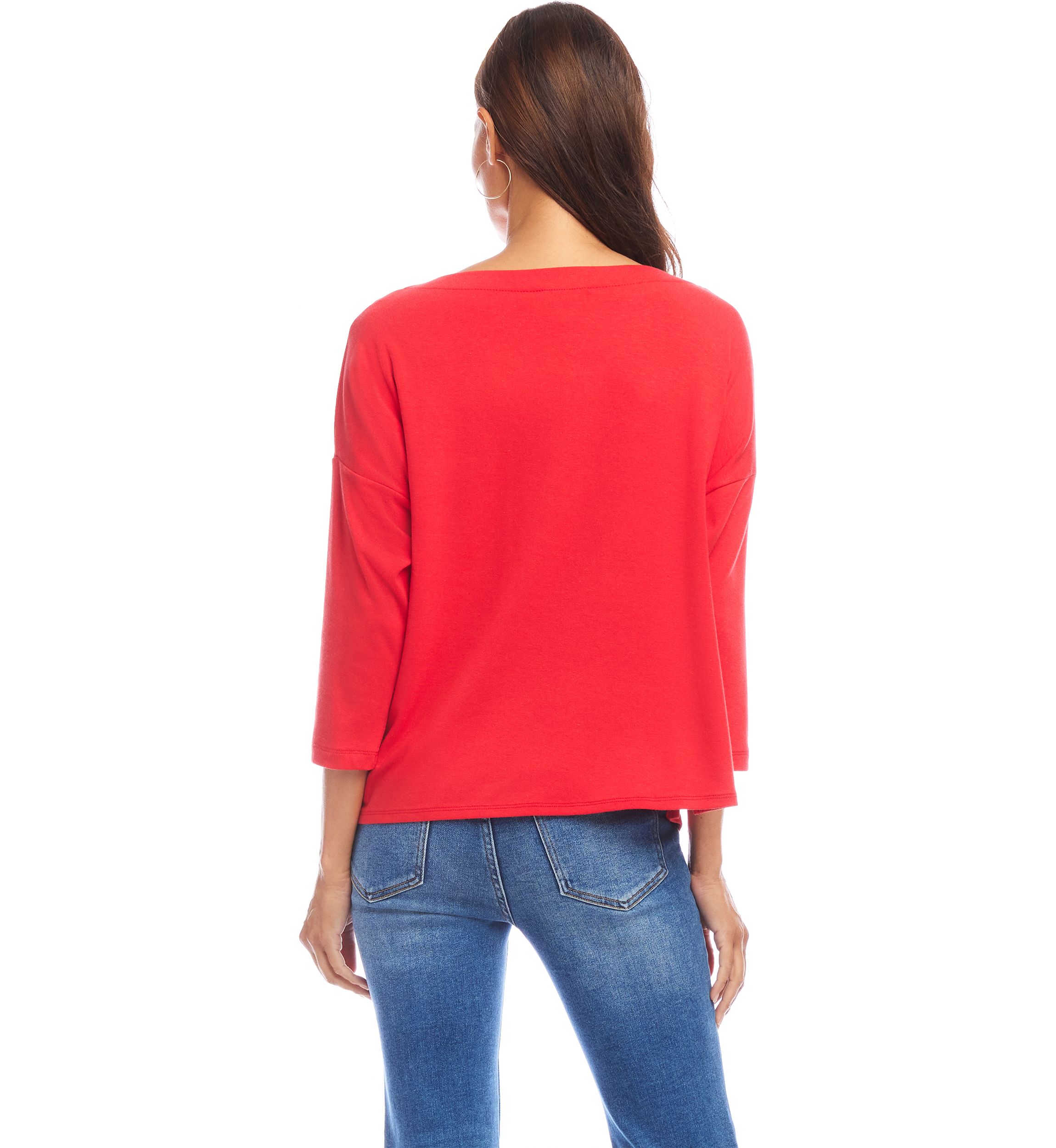 Womens 3/4 Sleeve Boat Neck Top