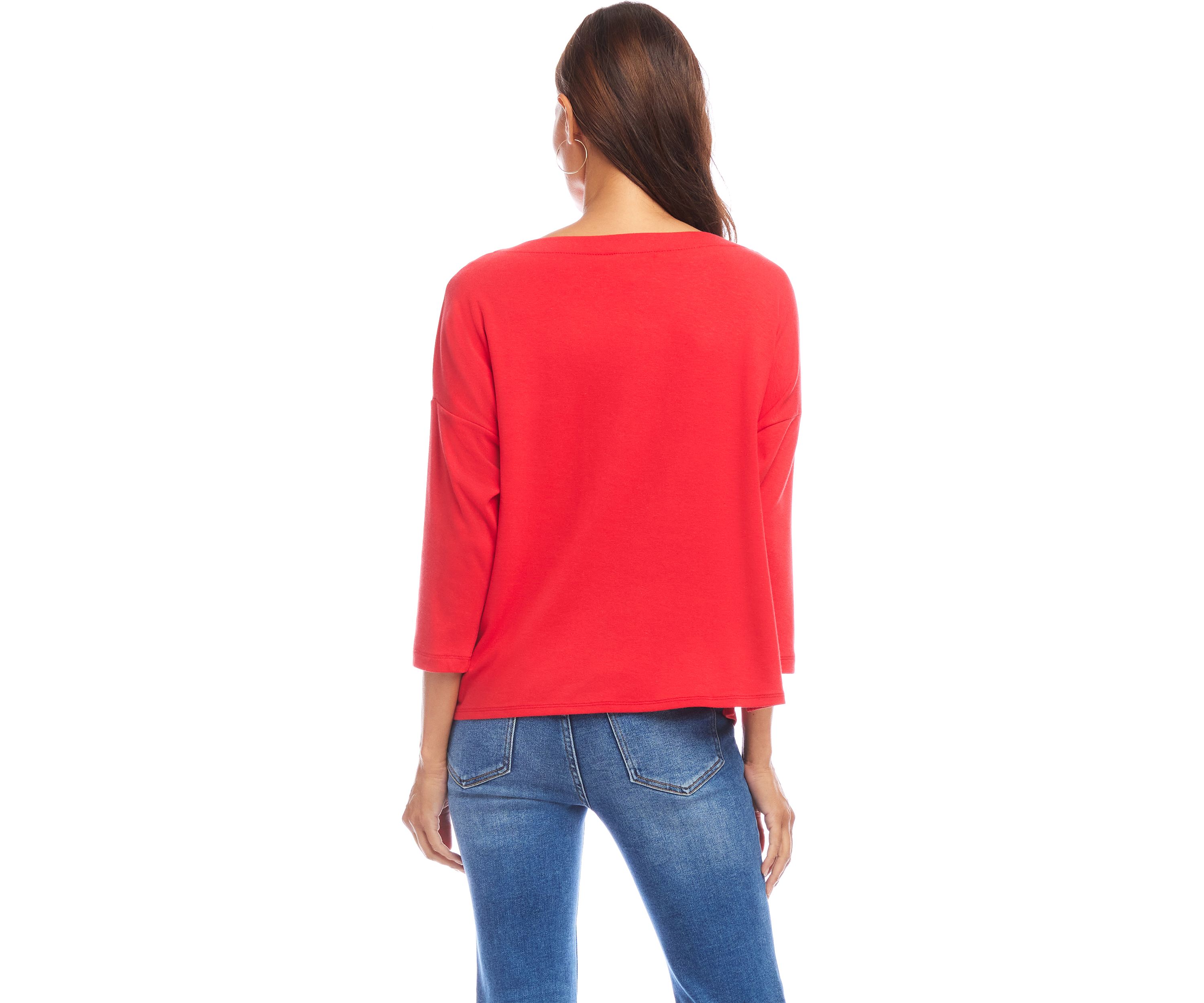 Womens 3/4 Sleeve Boat Neck Top