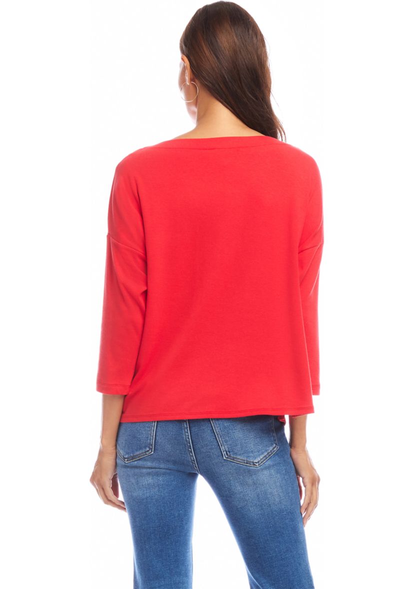 Womens 3/4 Sleeve Boat Neck Top