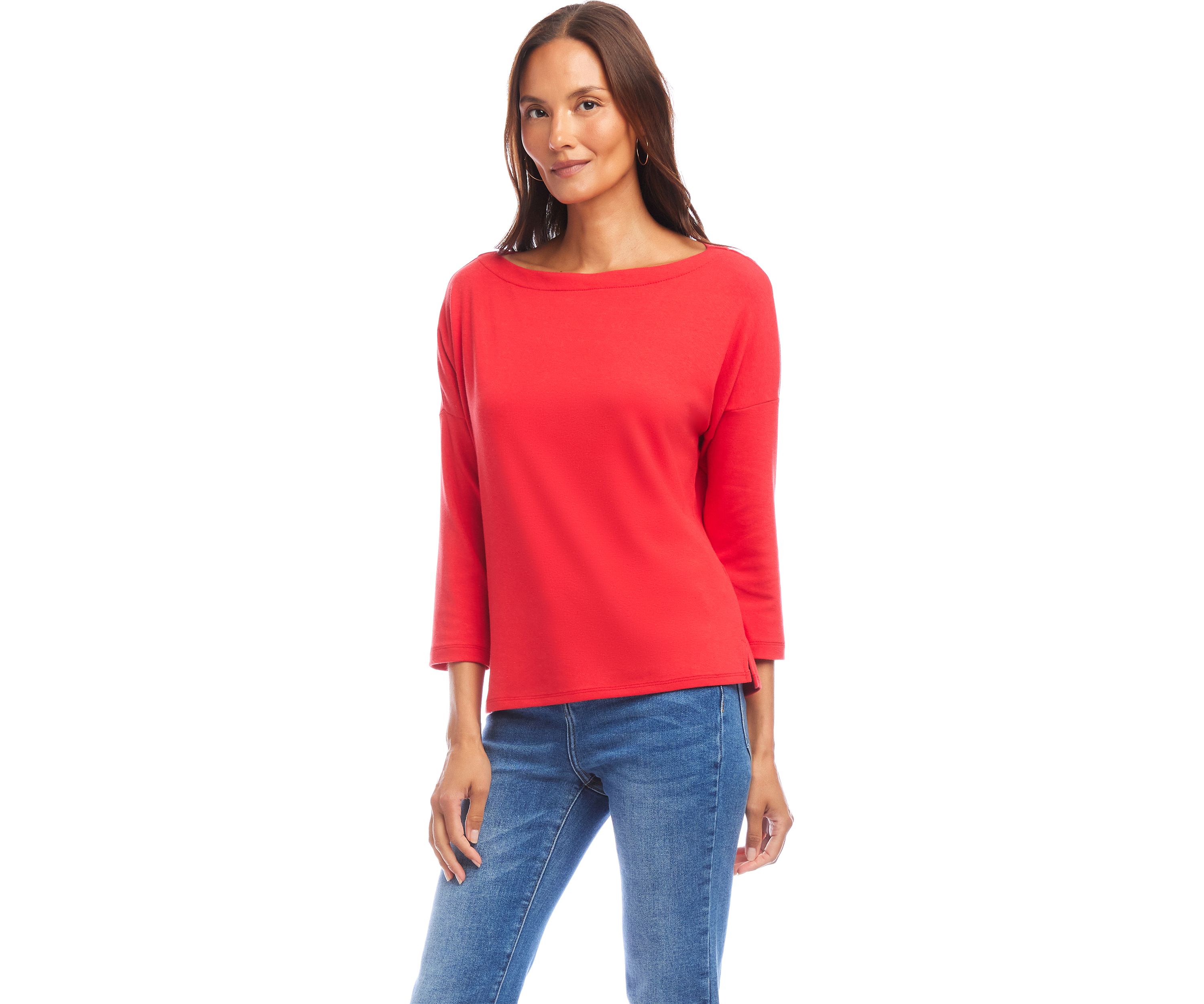 Womens 3/4 Sleeve Boat Neck Top