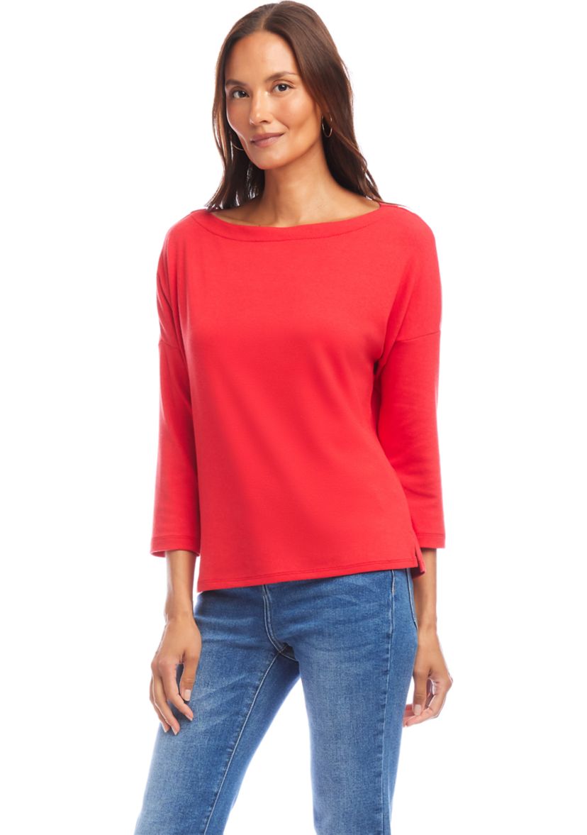 Womens 3/4 Sleeve Boat Neck Top
