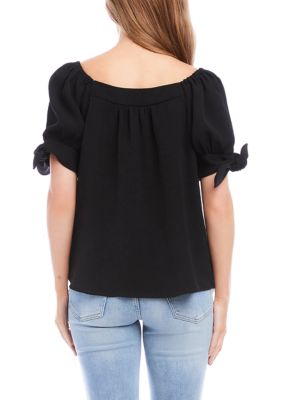 Women's Elbow Puff Sleeve Square Neck Top