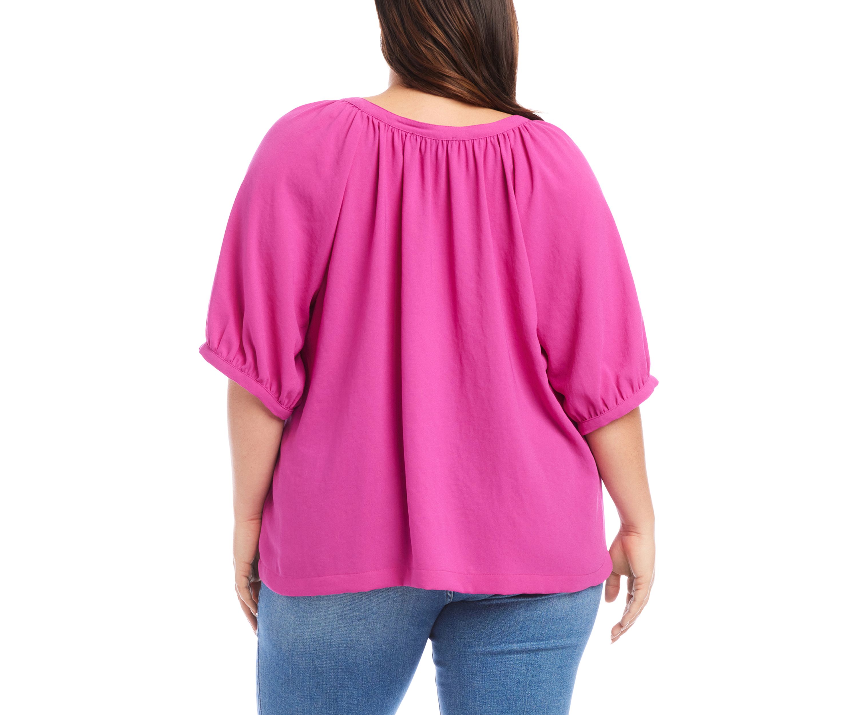 Plus Size Elbow Sleeve Peasant Top