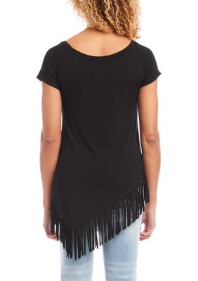 Women's Angled Fringe Knit Top