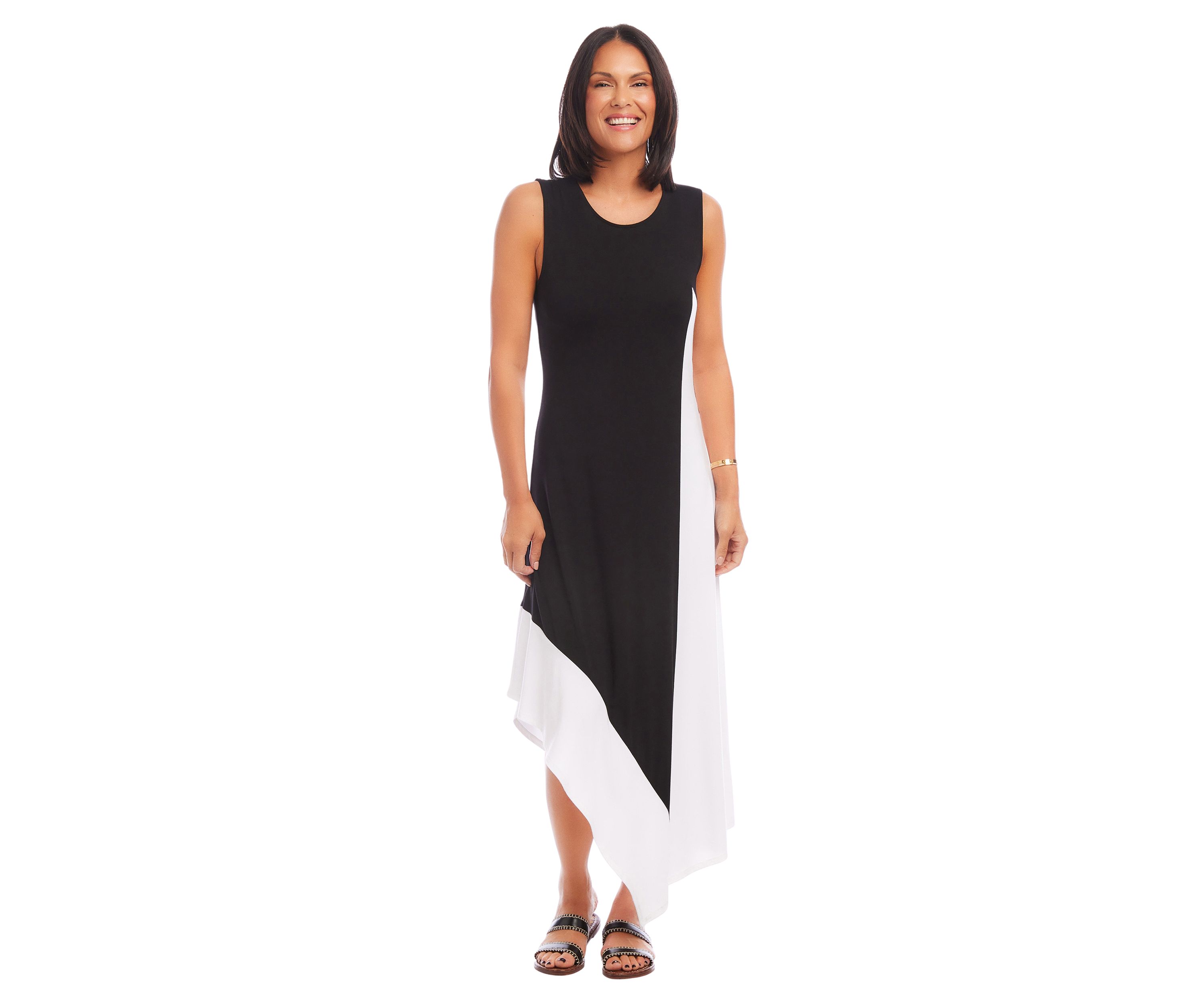 Womens Asymmetric Color Block Dress