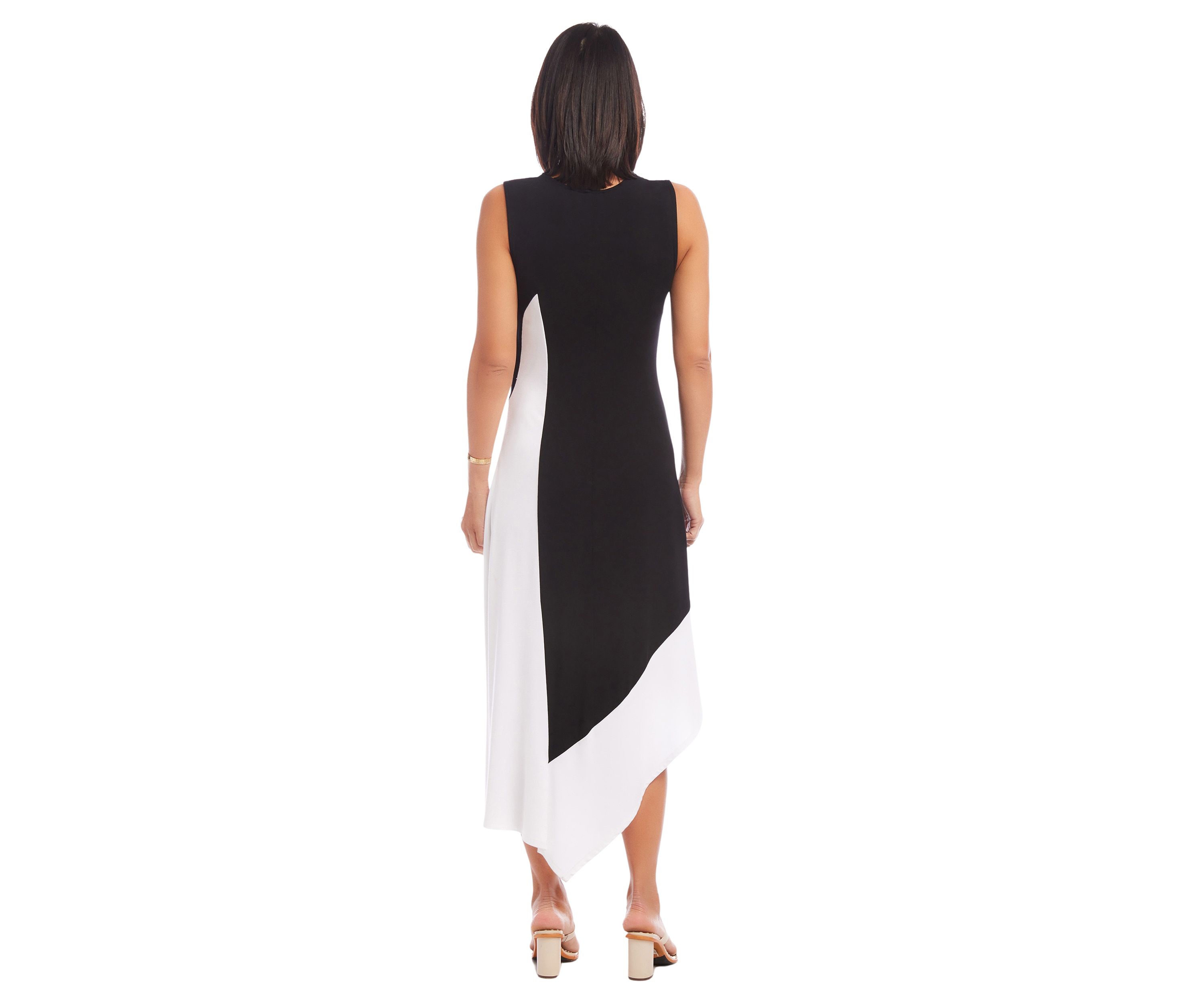 Womens Asymmetric Color Block Dress