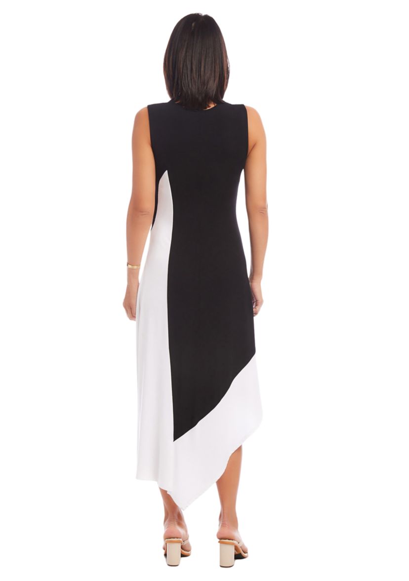 Womens Asymmetric Color Block Dress
