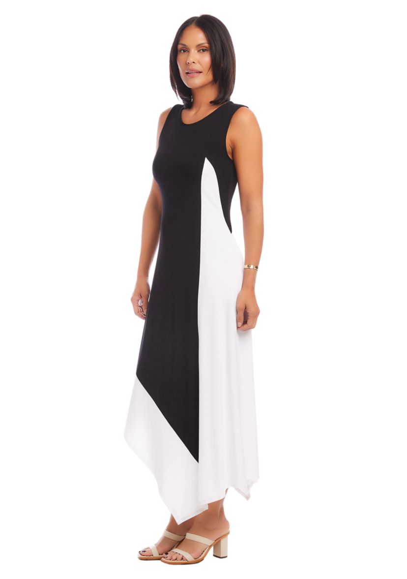 Womens Asymmetric Color Block Dress