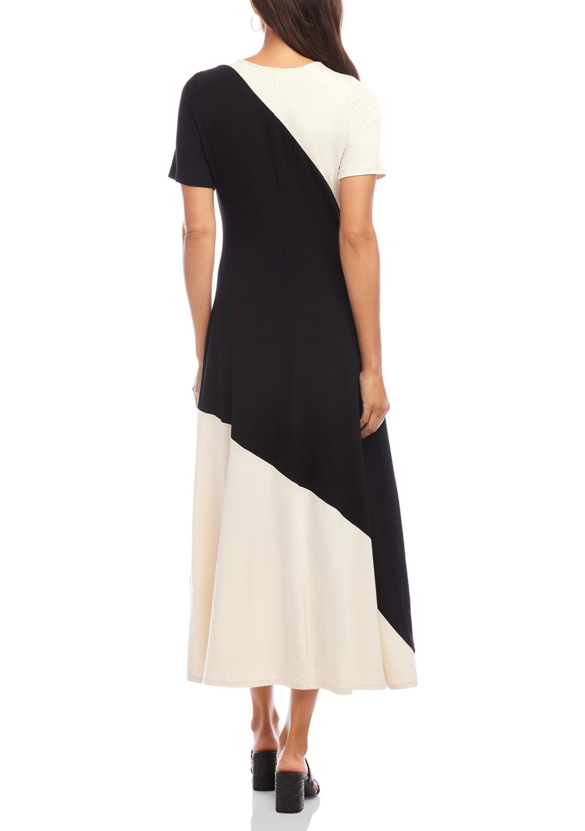 Short Sleeve Contrast Midi Dress