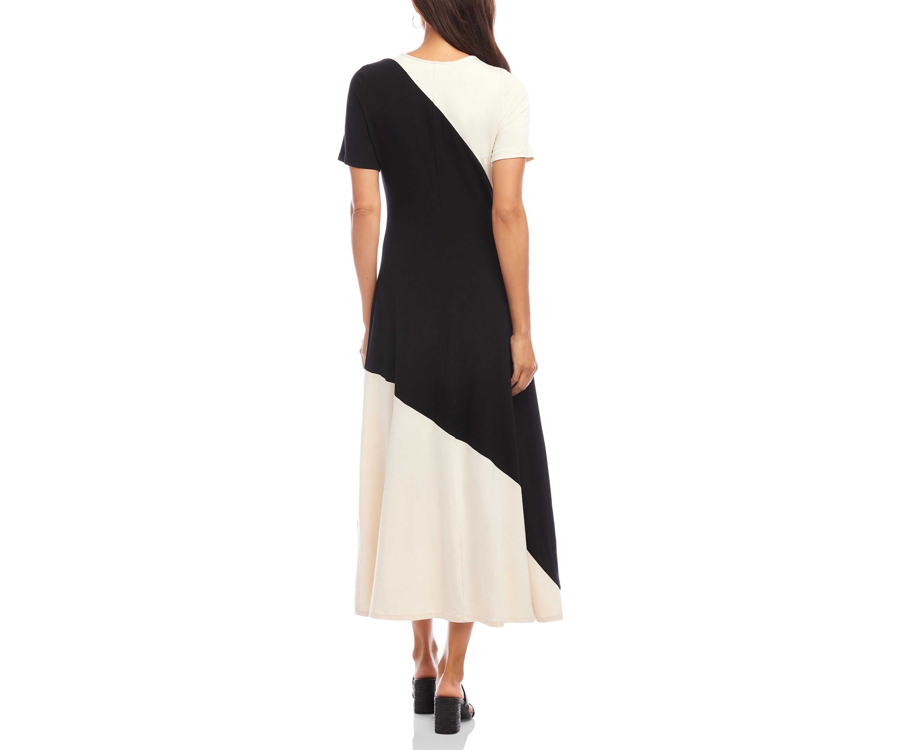 Short Sleeve Contrast Midi Dress