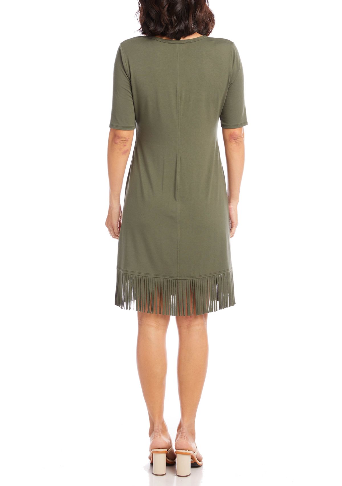 Womens V-Neck Fringe Dress
