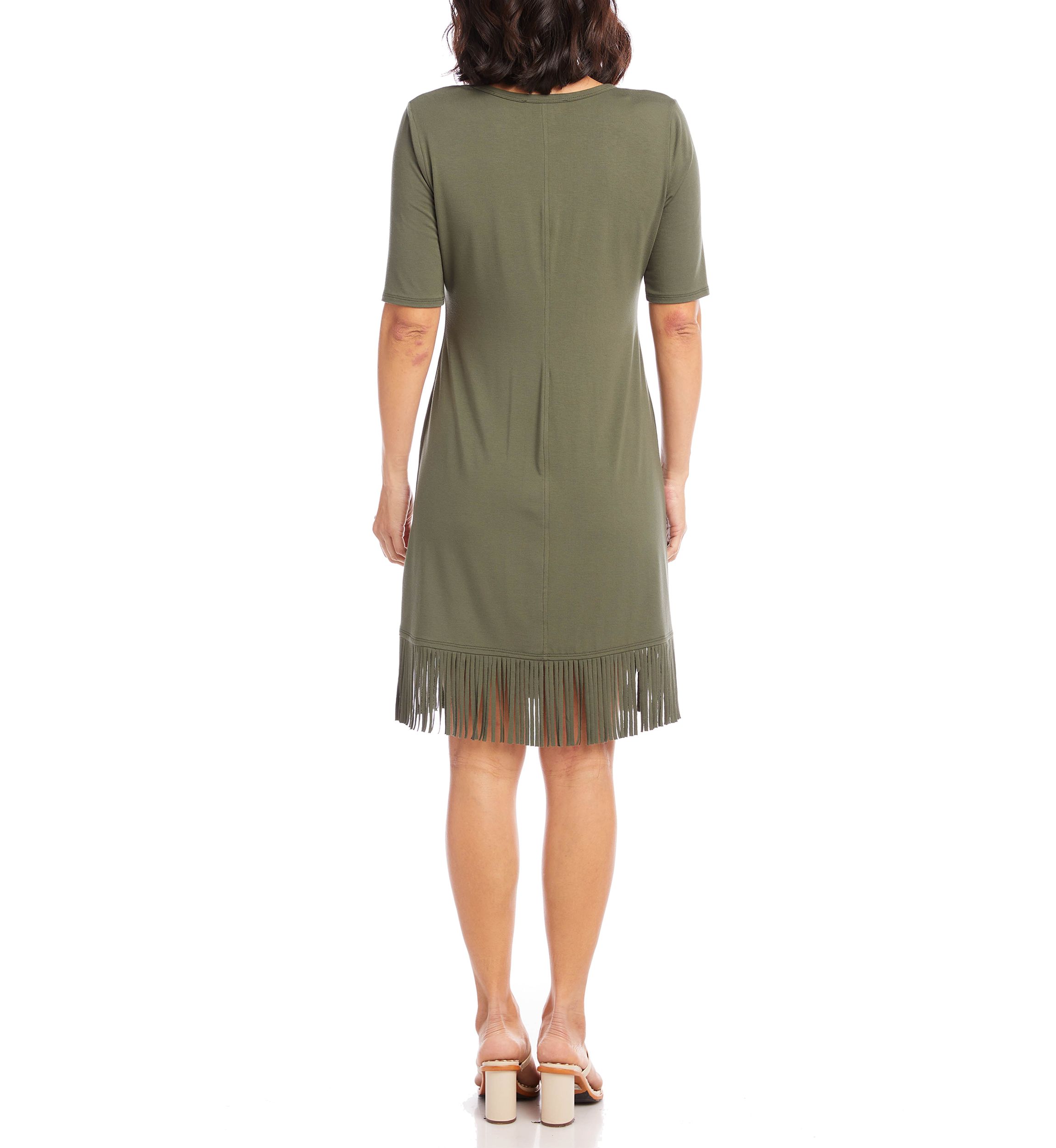 Womens V-Neck Fringe Dress