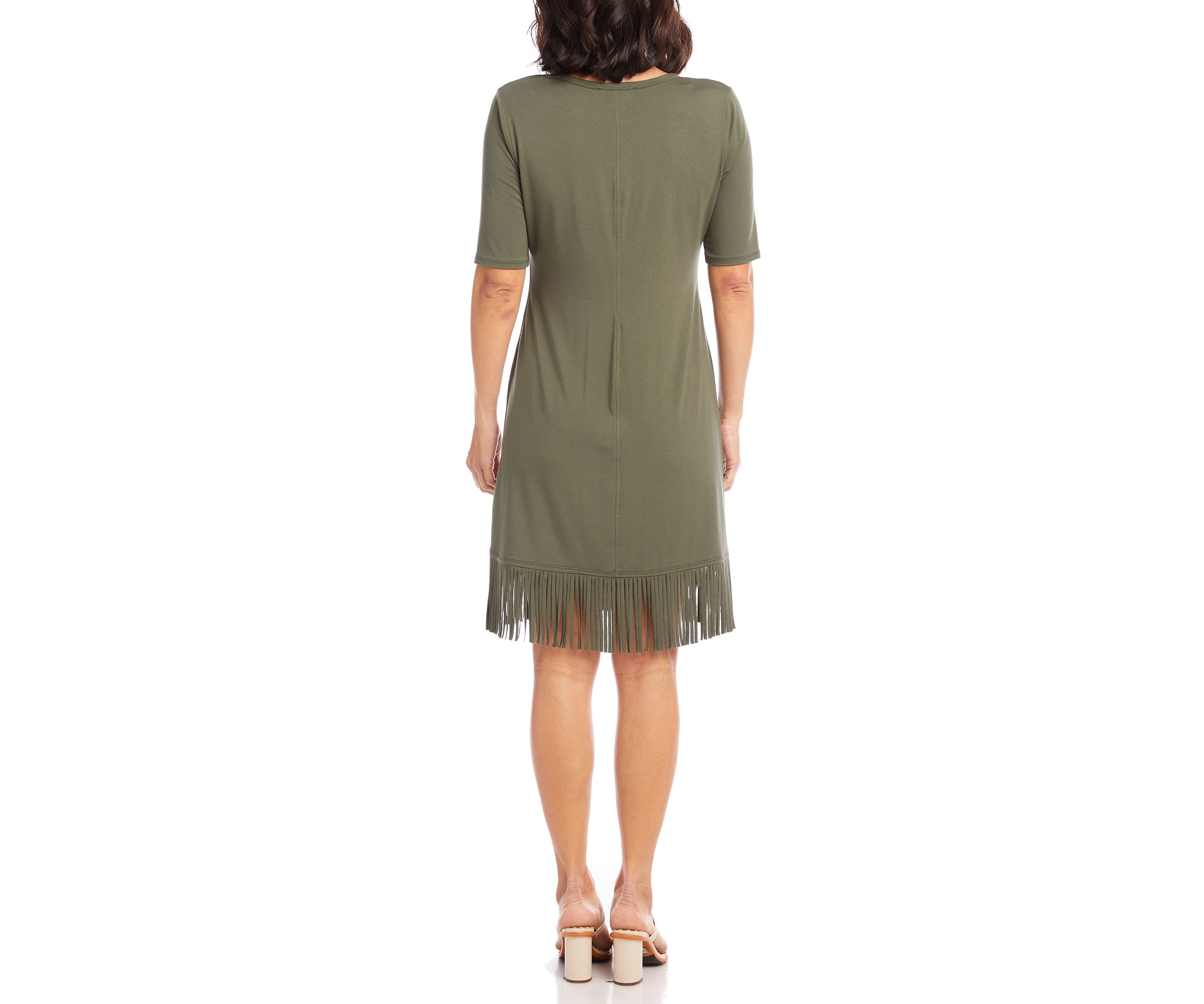 Womens V-Neck Fringe Dress