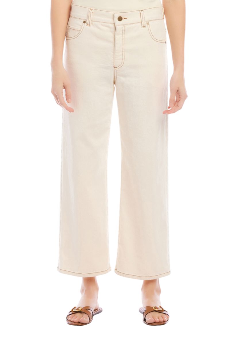 Womens Cropped Wide Leg Jeans
