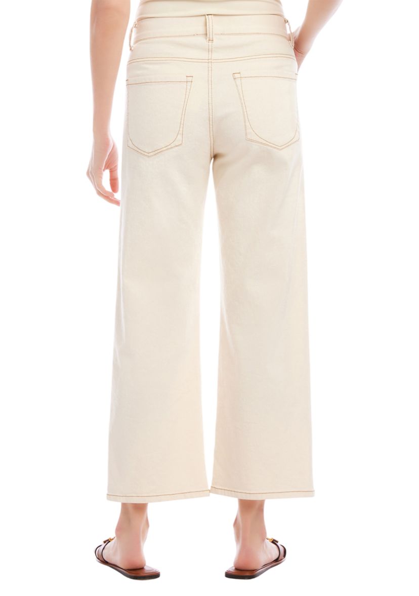 Womens Cropped Wide Leg Jeans