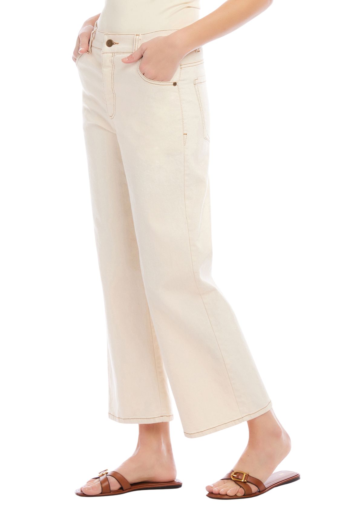 Womens Cropped Wide Leg Jeans