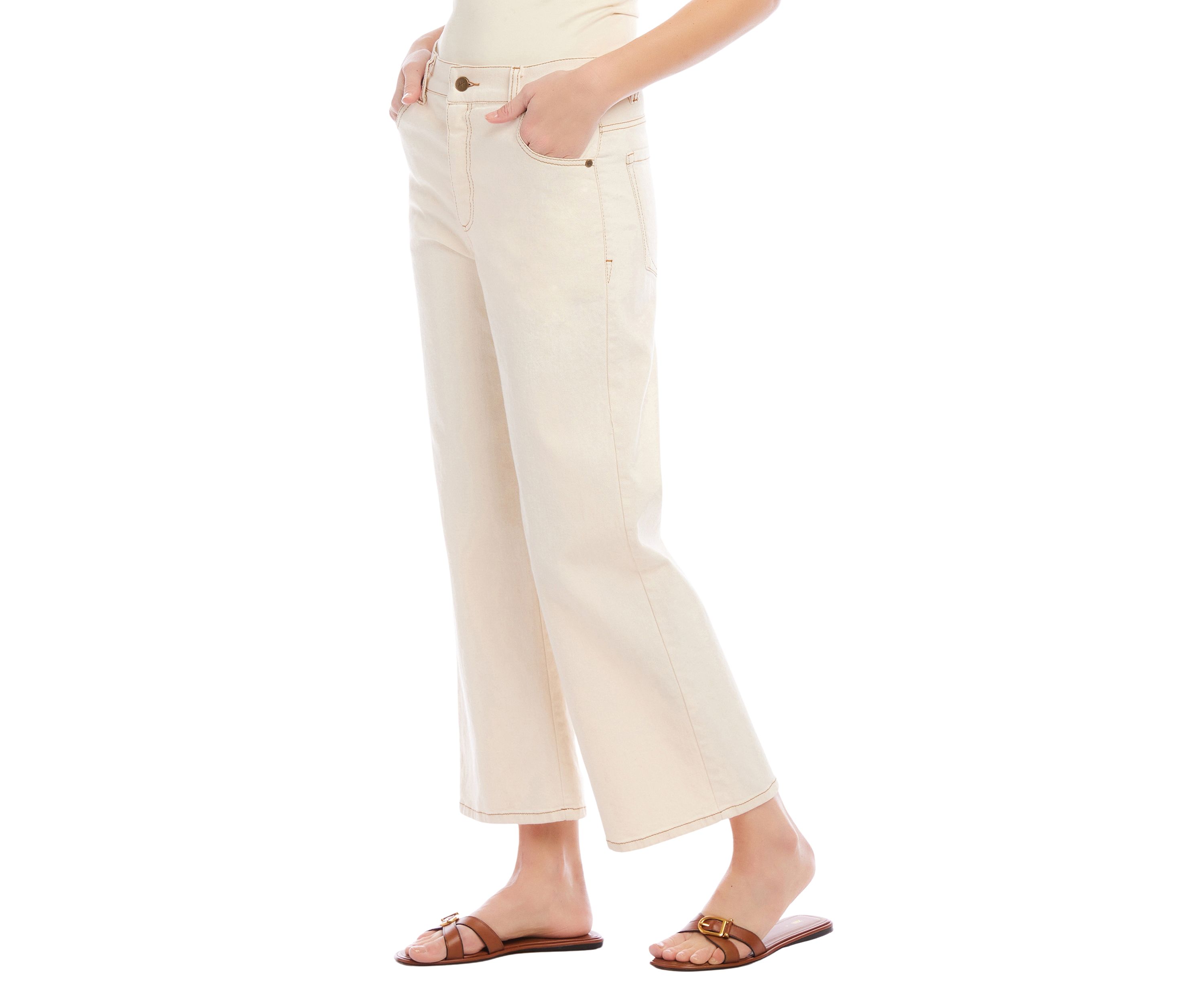 Womens Cropped Wide Leg Jeans