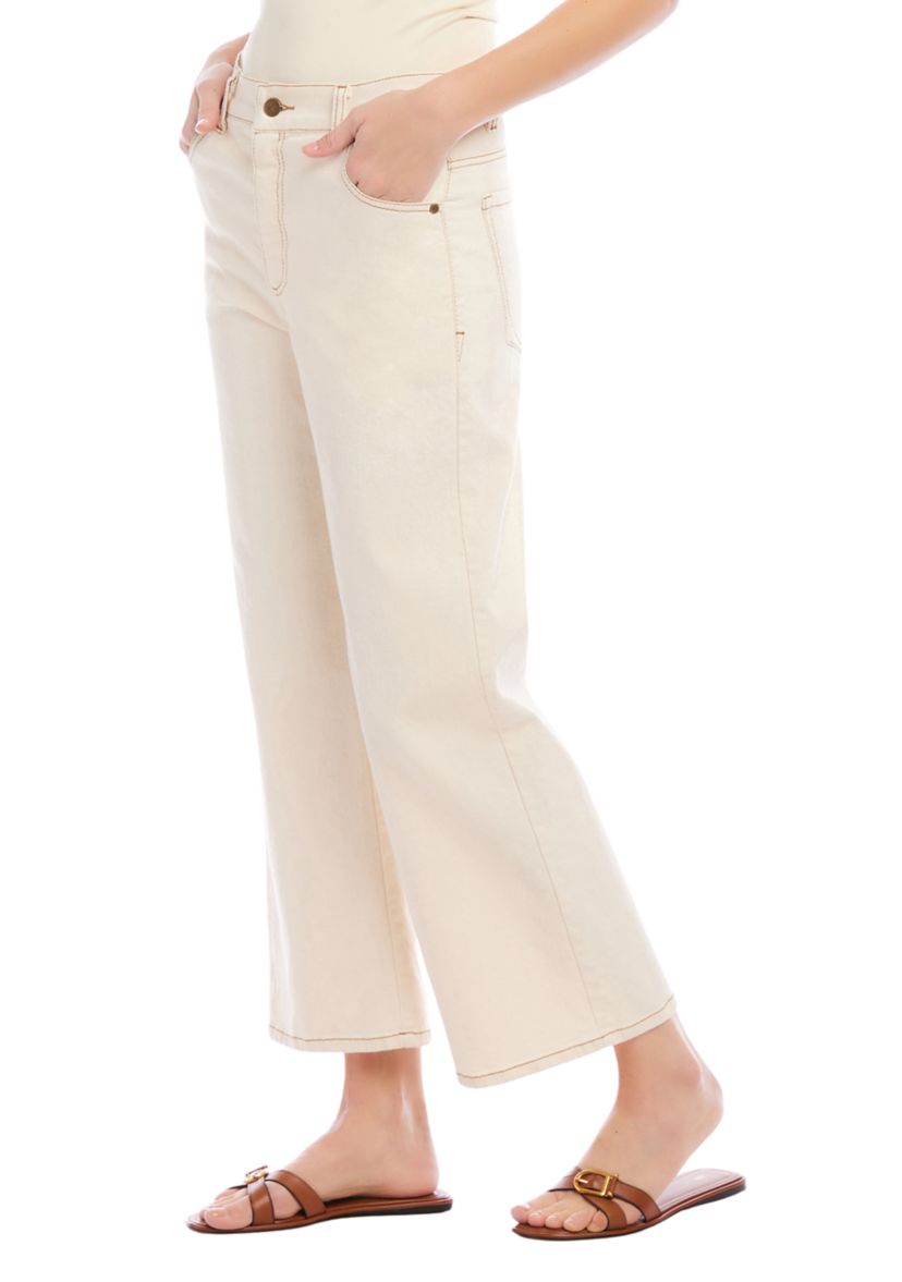 Womens Cropped Wide Leg Jeans