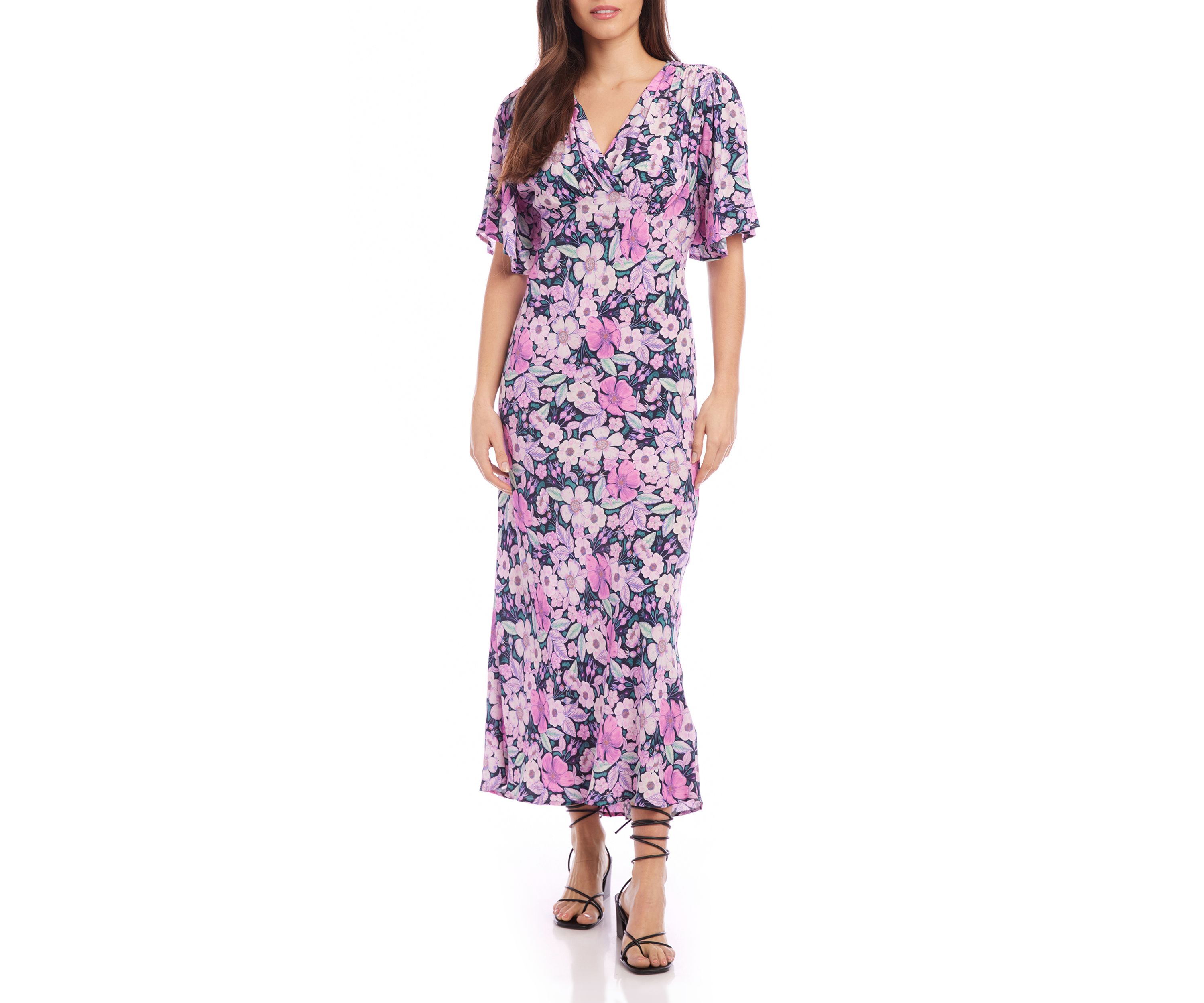 Womens Flutter Sleeve Dress