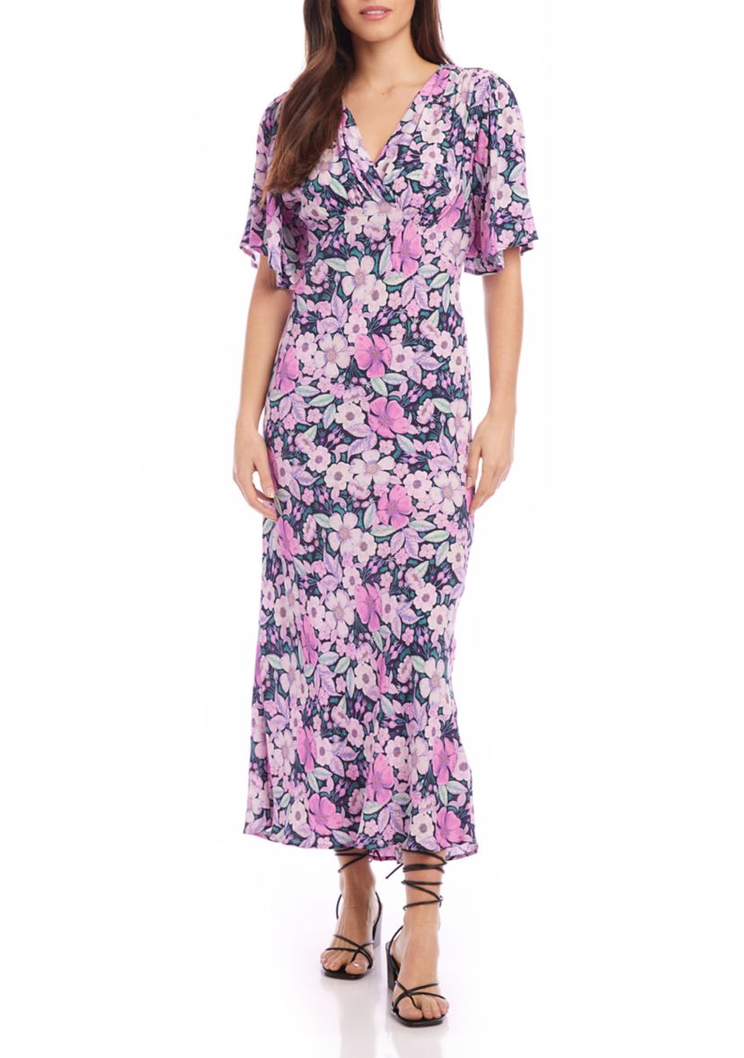 Womens Flutter Sleeve Dress