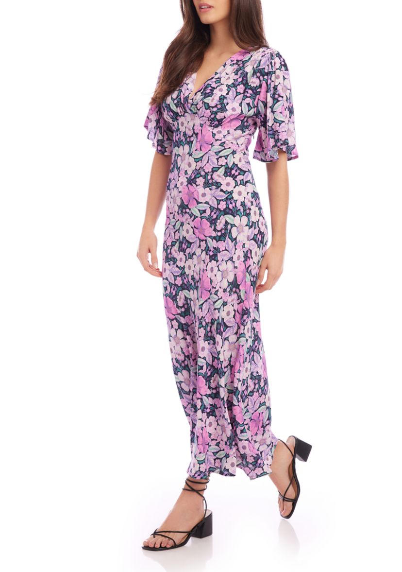 Womens Flutter Sleeve Dress