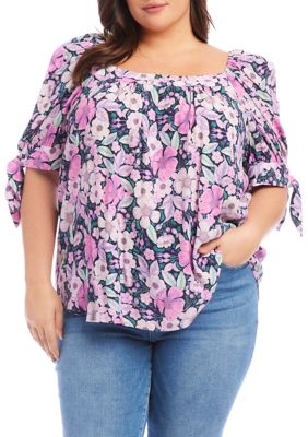 MSRP $60 Alfani Plus Size Floral Swing Top Pink Size 0X