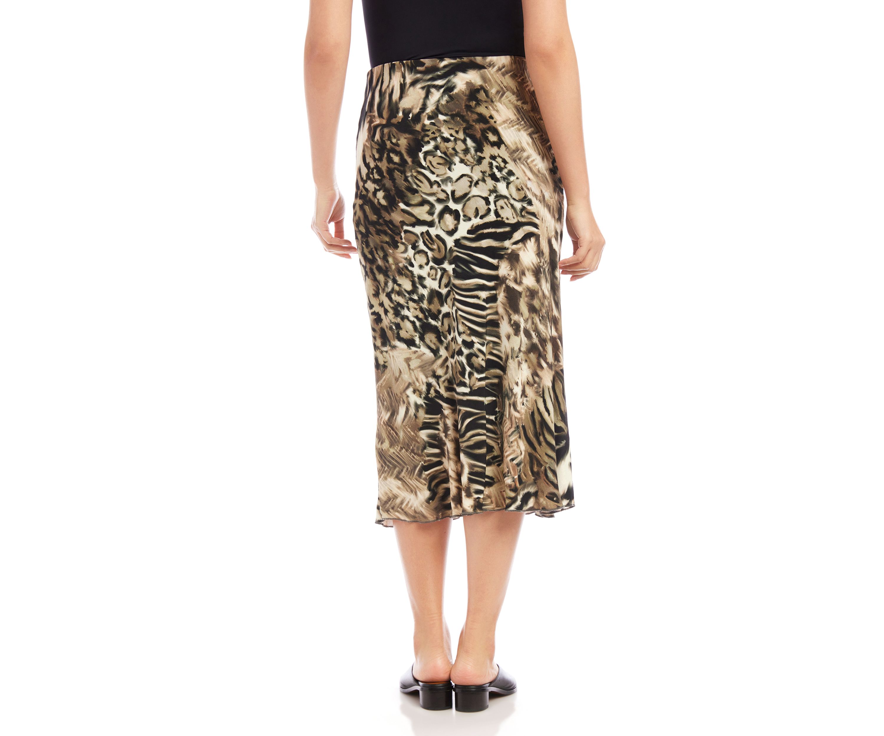 Womens Bias Cut Printed Midi Skirt