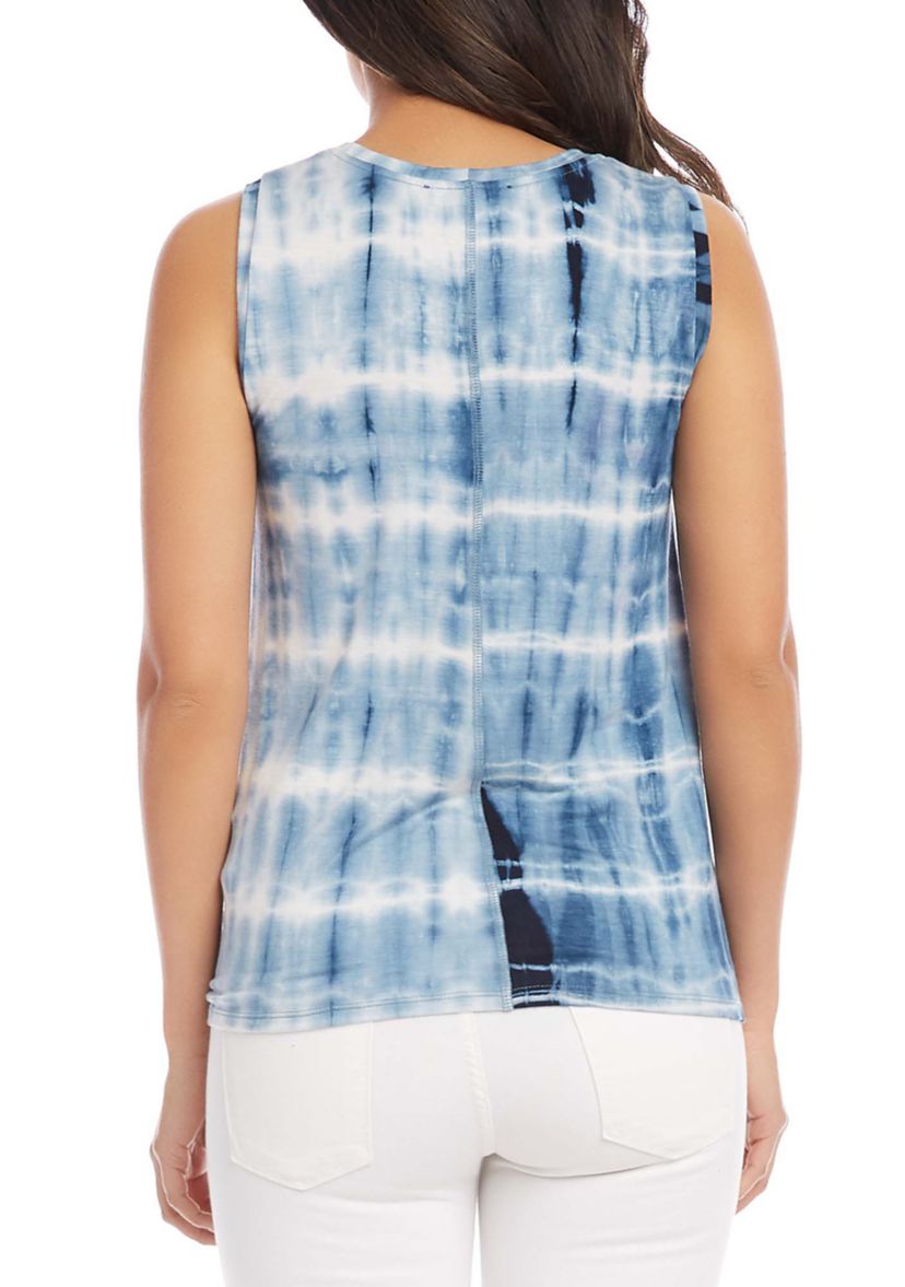Womens Tie Dye Tie Front Tank 