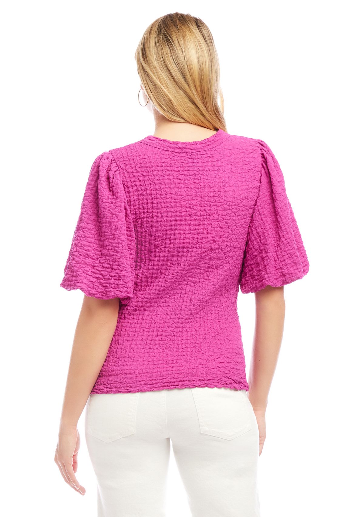 Womens Puff Sleeve Textured Top